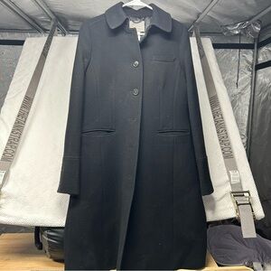 J.Crew Black Wool Double Cloth Trench Coat Italy Size 12 (tall)